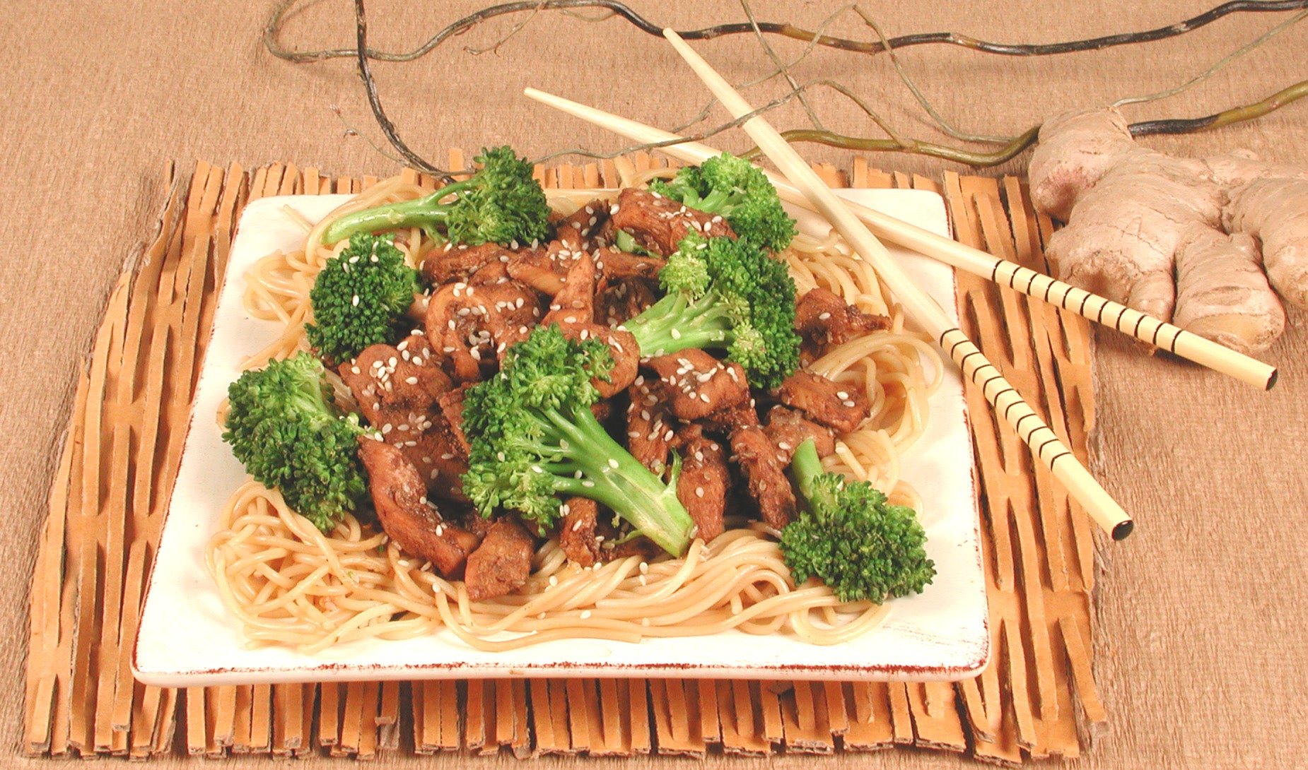 Honey Ginger Chicken with Noodles