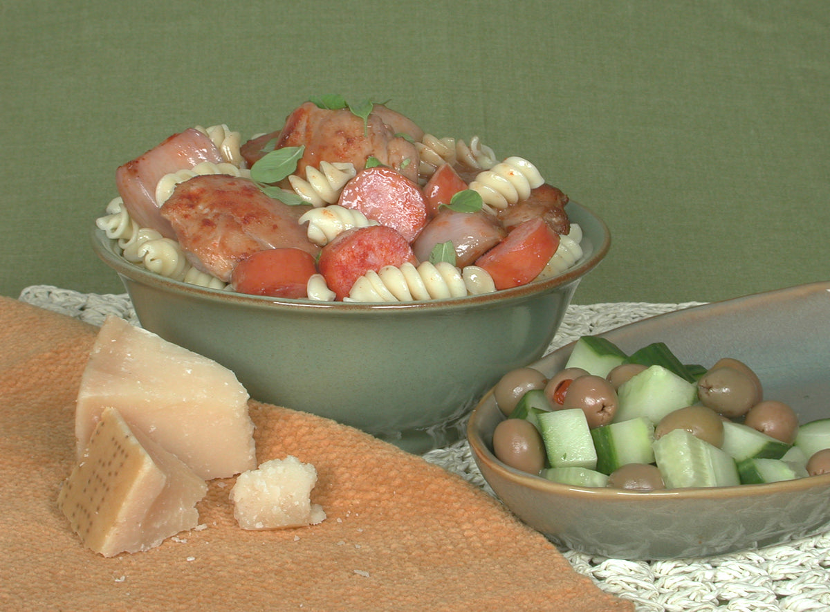 Rotini with creamy chicken and sausage