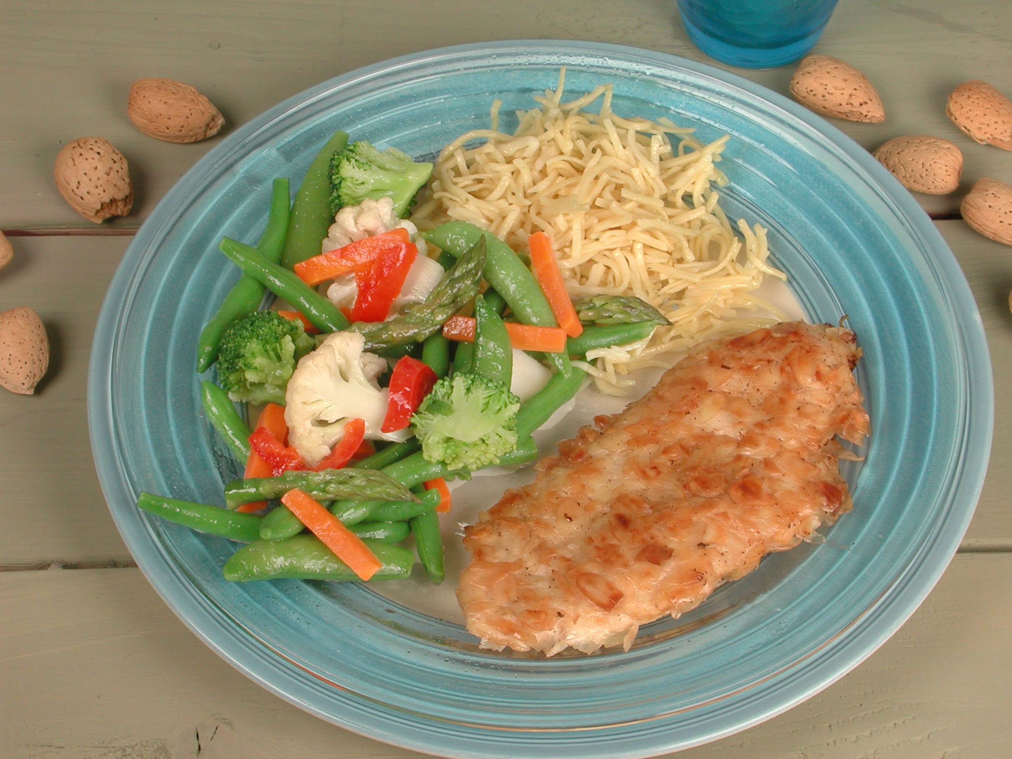 Scalloped Chicken with Grilled Almonds